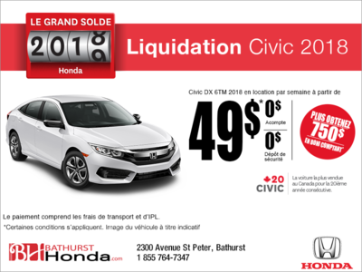 Louez la Honda Civic Berline 2018!