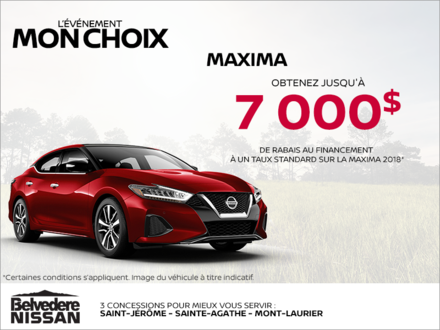 Obtenez la Nissan Maxima 2018 dès aujourd'hui!