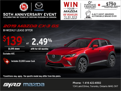 Get the 2019 Mazda CX-3 Today!