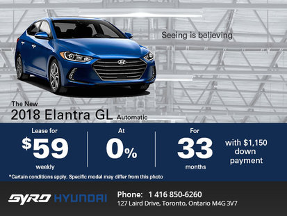 Get the All-New 2018 Hyundai Elantra GL Today!
