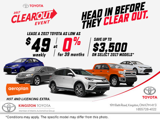 Kingston Toyota's 2017 Clearout Event!