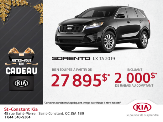 Obtenez la Kia Sorento 2019!