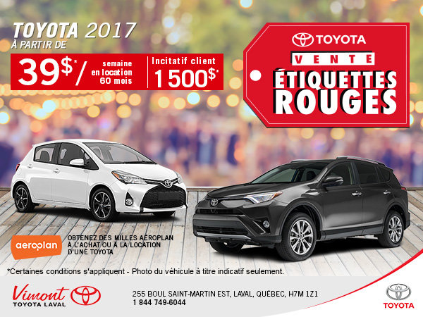 Vente étiquette rouges Toyota