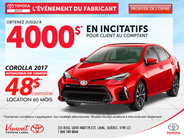 Événement Du Fabricant Août - Corolla