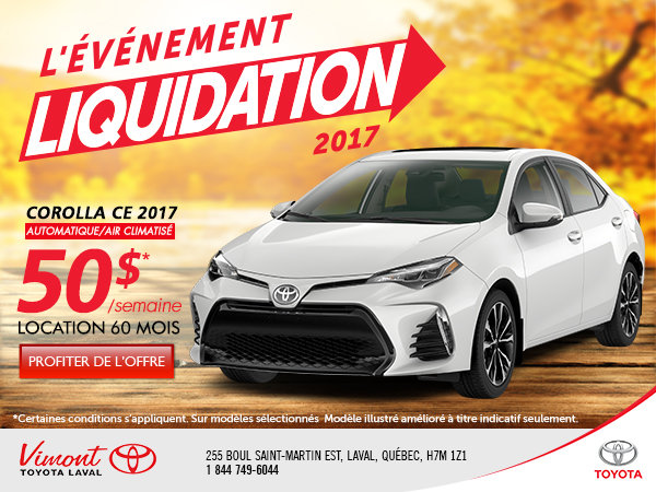 Évènement Liquidation 2017 - Automne Corolla