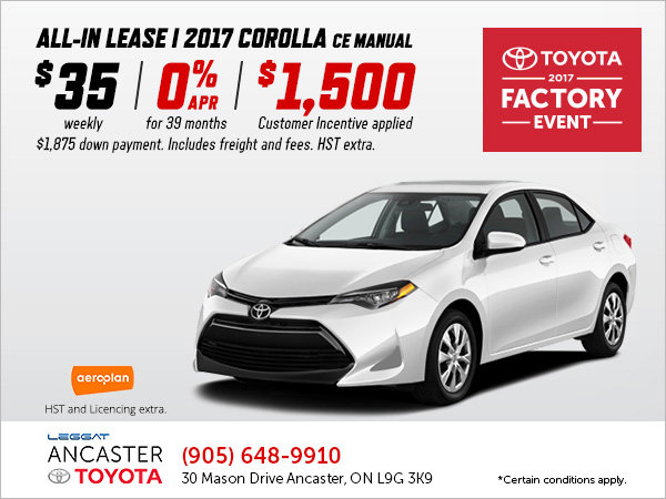 Save on the 2017 Corolla