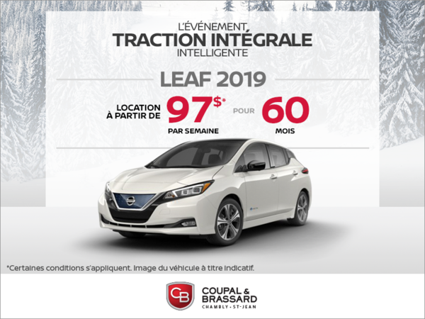 Obtenez la Nissan Leaf 2019 dès aujourd'hui!