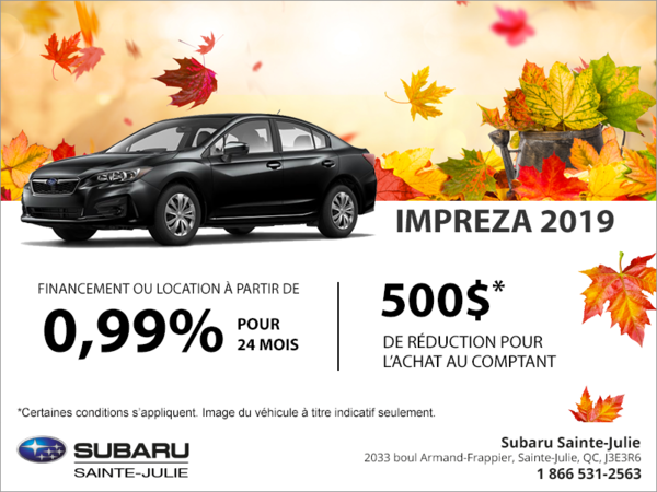Procurez-vous la Impreza 2019 4 portes!