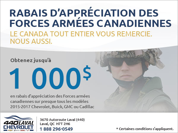 Rabais d'appréciation des forces armées canadiennes