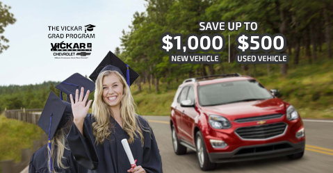VICKAR COMMUNITY CHEVROLET, GENERAL MOTORS OFFERING GRADS DEALS
