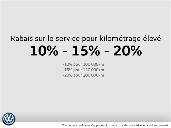 Rabais sur le service pour kilométrage élevé 10% - 15% - 20%