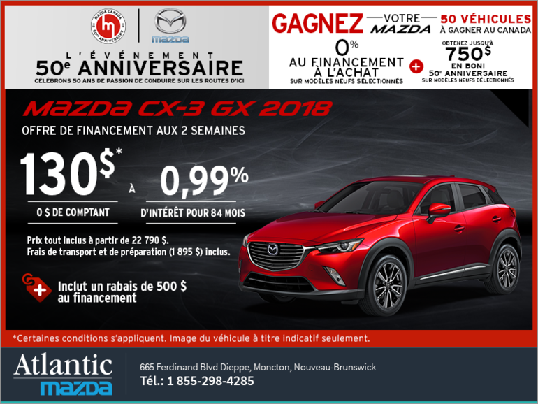 Procurez-vous le Mazda CX-3 2018 aujourd'hui!
