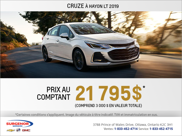 Obtenez la Chevrolet Cruze 2019 à hayon
