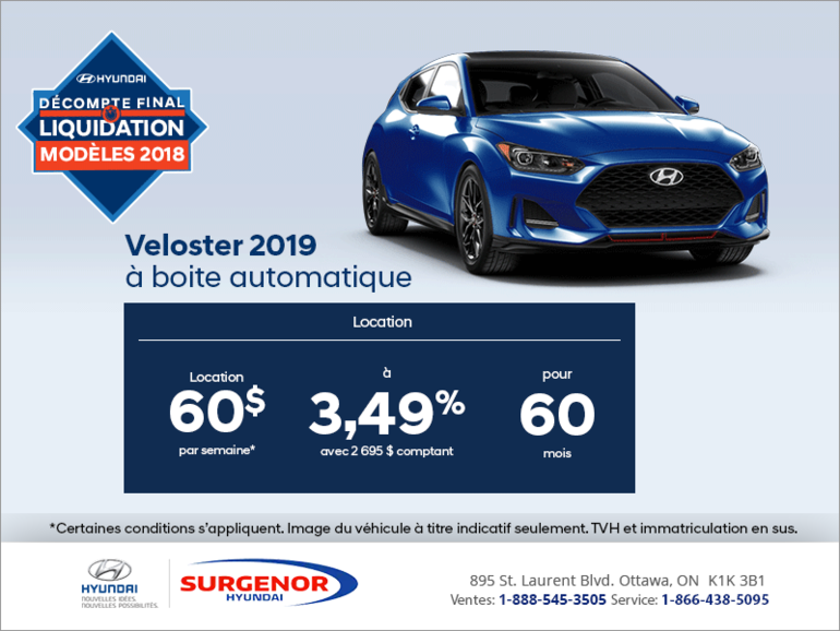 Louez la Veloster 2019!