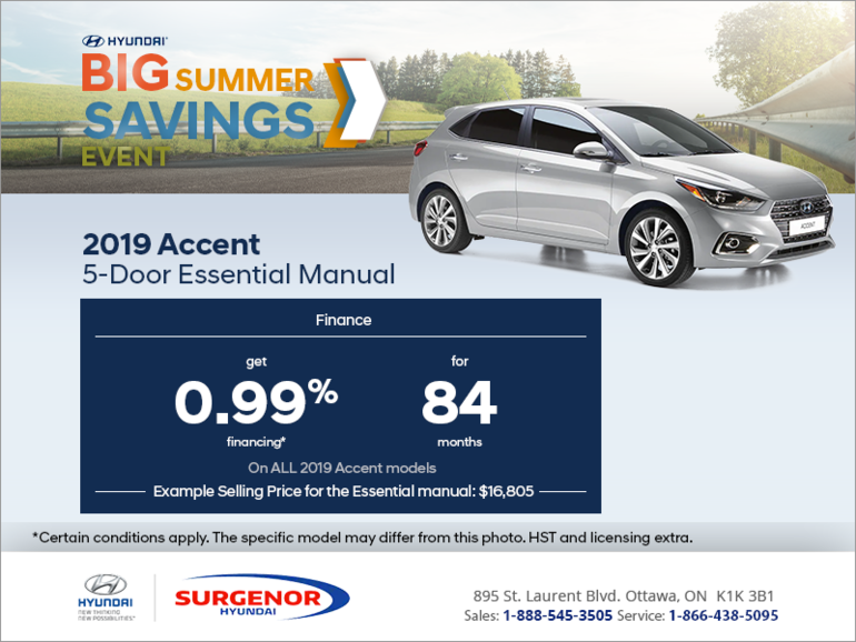 Finance the 2019 Accent 5 Door!