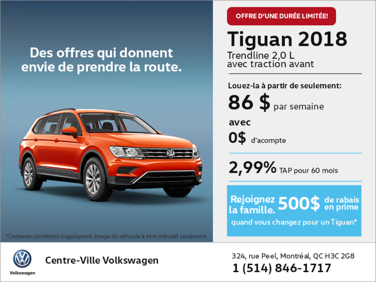 Conduisez le Tiguan 2018 dès aujourd'hui!