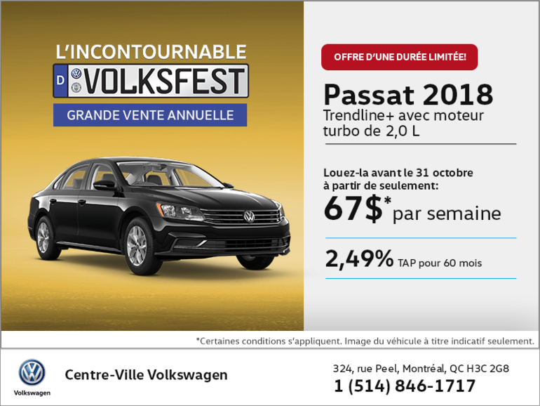 Conduisez la Passat 2018 dès aujourd'hui!
