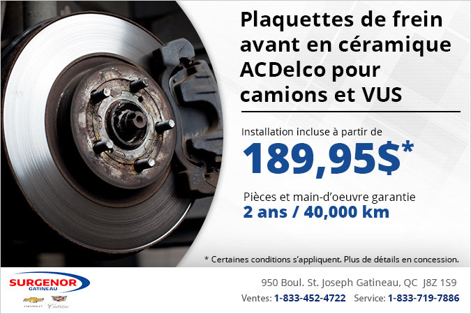 Plaquettes de frein avant ACDelco Advantage pour camions et VUS