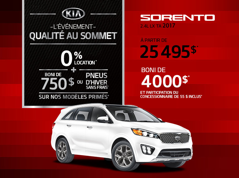Obtenez le tout nouveau Sorento 2017 aujourd'hui