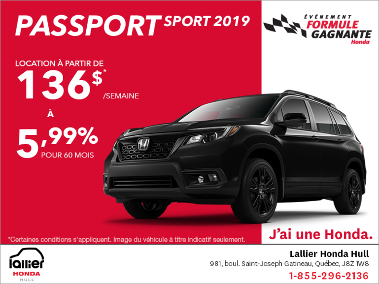 Louez le Honda Passport Sport 2019!