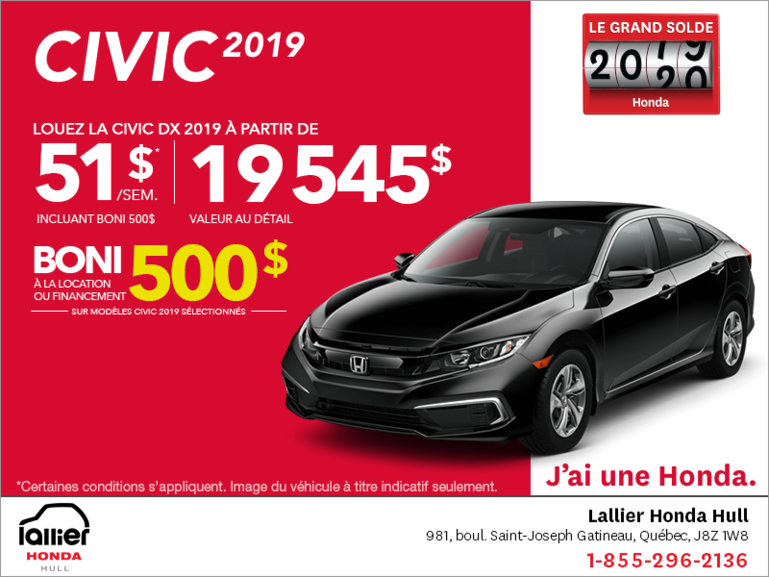 Louez la Honda Civic 2019!