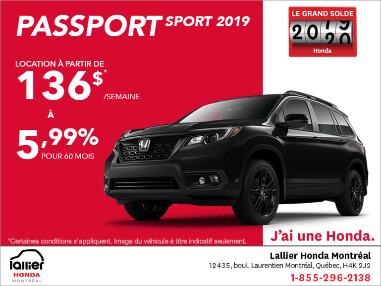 Louez le Honda Passport Sport 2019!