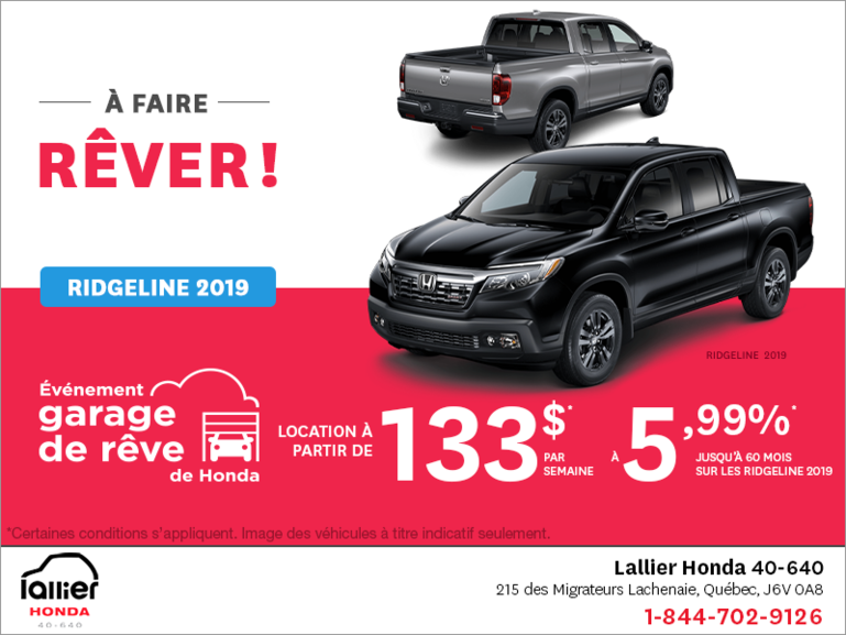 Louez le Honda Ridgeline 2019!