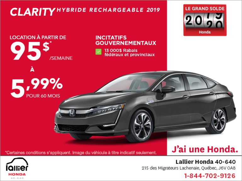 Louez la Honda Clarity 2019!